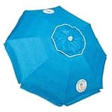 Tommy Bahama 6' UPF 50+ Tilt Beach Umbrella with Integrated Sand Anchor, Wind Vent, and Carry Bag, Blue