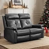 B BAIJIAWEI RV Loveseat Recliner | Double Recliner RV Sofa | RV Theater Seats |RV Theater Seating | RV Furniture, Manual Recliner Chair | RV Recliner Loveseat with Heat and Massage (Black)