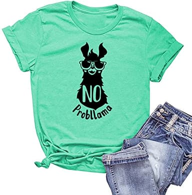 NIUBIA Women's Graphic Tee Probllama Animal Print T Shirts Funny Shirts Casual Blouse