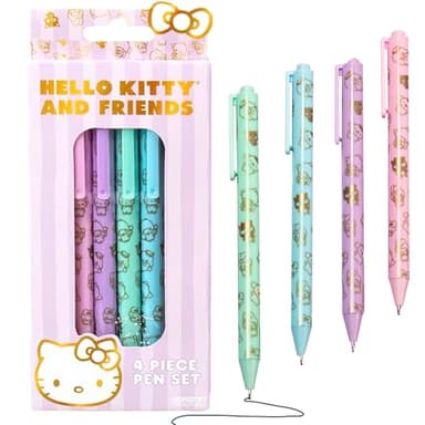 Hello Kitty & Friends 4-Piece Pen Set, My Melody, Kuromi, School and Office Supplies, Stationery