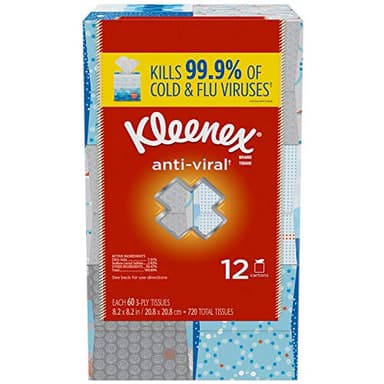 Kleenex Anti-Viral 3-Ply Facial Tissues 12 cube boxes, 55 tissues/box