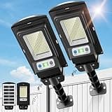 Solar Street Lights Outdoor, 20000LM Waterproof Motion Sensor Powered Solar Light, 6500K Dusk to Dawn LED Flood Light with Remote Control, Commercial Area Lighting for Outside Parking Lot (2 Pack)