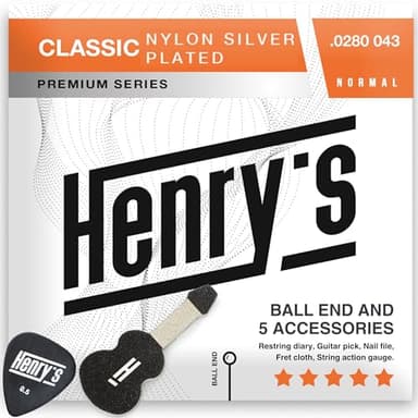 Classical Nylon Guitar Strings - Ball-End For Fast&Easy Restring - Normal Tension For Pain-Free Playing - Special Non-Slip Pick & 5 Accessories Inside - Cuerdas Guitarra