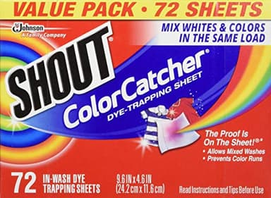Shout Color Catcher Sheets for Laundry, Allow Mixed Washes, Prevents Color Runs and Maintains Original Clothing, 72 Count - Pack of 4 (288 Total Sheets)