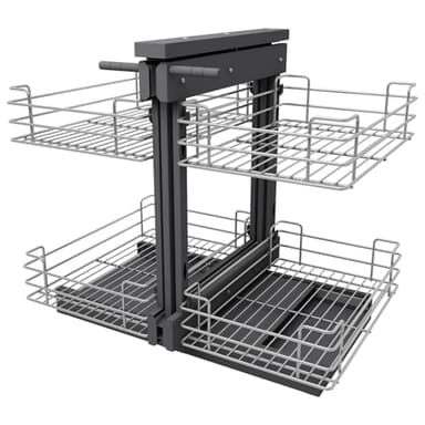 VADANIA Blind Corner Pull Out Organizer for 36" Cabinet, Left Open & Right Open Compatible, Min Opening 15", 2-tier Pull-out Basket, Soft Close, Bottom Mount