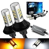 Syneticusa 3157 Error Free Dual Color Type 2 Switchback DRL LED Turn Signal Light Bulbs No Hyper Flash Built-in Resistors All in One -White/Amber Yellow (2 Pack)