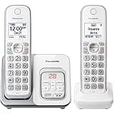 Panasonic DECT 6.0 Expandable Cordless Phone with Answering Machine and Smart Call Block - 2 Cordless Handsets - KX-TGD632W (White/Silver)