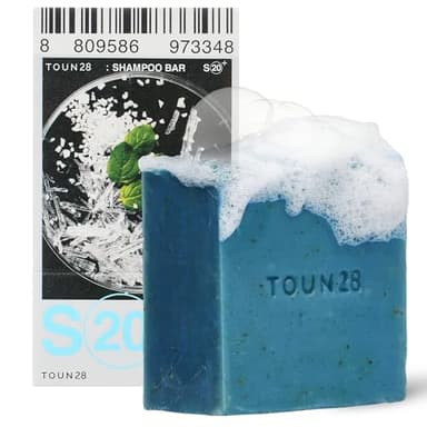 TOUN28 Anti-dandruff Natural Organic Vegan Cooling Shampoo Bar w/Centella Asiatica, Sea Salt & Menthol for Oily Scalp & Damaged Hair, Paraben Sulfate Silicone & Cruelty Free Bar Soap Korean Haircare