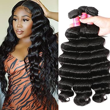 Nadula 8A Brazilian Loose Deep Wave Hair 3 Bundles 100% Unprocessed Virgin Loose Deep Wave Hair Weave Natural Color (18 20 22)