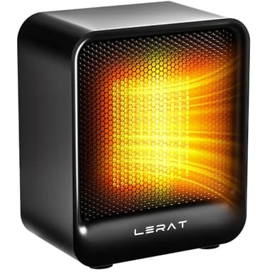 Lerat Space Heater, Portable Mini Heater for Indoor Use, 500W Fast Heating Small Desk Heater with Overheating & Tip-Over Protection, Lightweight Electric Heaters for Office, Home, Camping (Black)