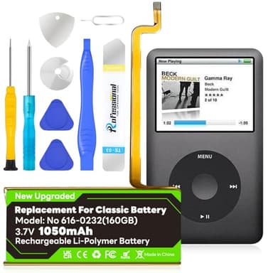 OHZHAO 2026 Upgrade Replacement 1050mAh Battery 616-0232 Compatible with iPod 5th 6th 7th Generation Video Classic A1136 A1238 6th 80GB 6.5th 120GB 7th 160GB 5th 30GB with Repair Tool Kits
