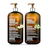 MAJESTIC PURE Apple Cider Vinegar Shampoo and Avocado Coconut Conditioner Set - Restores Shine & Reduces Itchy Scalp, Dandruff & Frizz - Sulfate Free, for All Hair Types, Men and Women - 2 x 16 fl oz