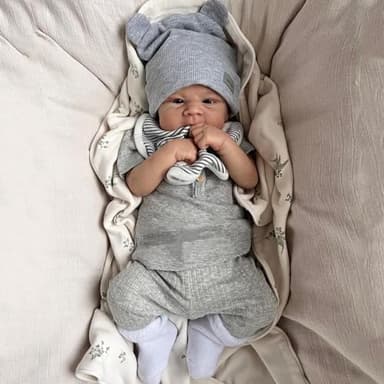 RXDOLL Realistic Newborn Baby Dolls Boy Eyes Open 17 inch Full Body Silicone Reborn Baby Dolls Anatomically Correct Lifelike Baby Doll Soft Silicone Babies Doll