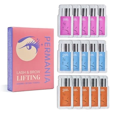 PERMANIA Eyelash Lift Kit, 15 Pcs Separate Steps Lotion for Salon or at Home for Lash Perm & Brow Lamination (without tools)