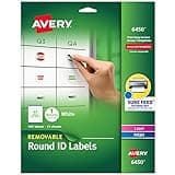 Avery Multiuse Removable 1" Round Labels with Sure Feed, 945 Small White Labels for Organization and Storage (6450)