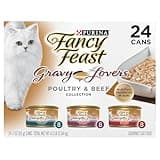 Purina Fancy Feast Gravy Lovers Poultry and Beef Grilled Gourmet Wet Cat Food Variety Pack - (Pack of 24) 3 oz. Cans