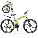 Outroad Folding Mountain Bike Foldable/Unfoldable Bike 26 Inch for Adult, 21-Speed Dual Suspension High-Carbon Steel MTB Foldable Bicycle, Dual Disc Brake Folding Bikes for Men Women