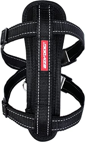 EzyDog Chest Plate No Pull Dog Harness – Escape Proof Harness with Reflective Stitching and Comfort Padding for Easy Walks, Training & Control - Car Restraint Included (Small, Black)