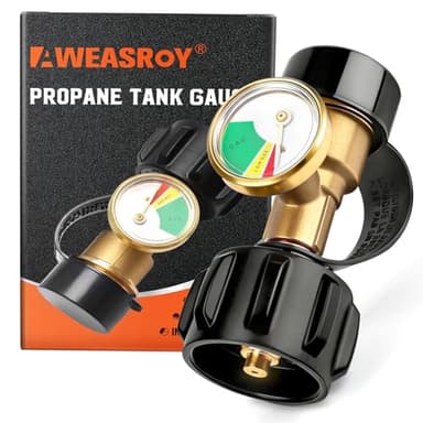 AWEASROY Propane Tank Gauge Level Indicator Leakproof for 5lb-40lb Propane Tanks Level Gauge, Quick Connect Accurate Fuel Check for RV, Grill, Heater Essential for Safe Camping & BBQ