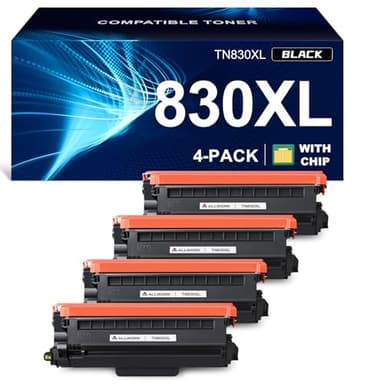 TN830XL Toner Cartridge Compatible Replacement for Brother DCP L2640DW L2647DW HL L2420DW L2460DW L2460DWXL L2465DW L2467DW L2480DW L2865DW MFC L2820DW L2900DWXL L2980DW (4 Black) High Yield