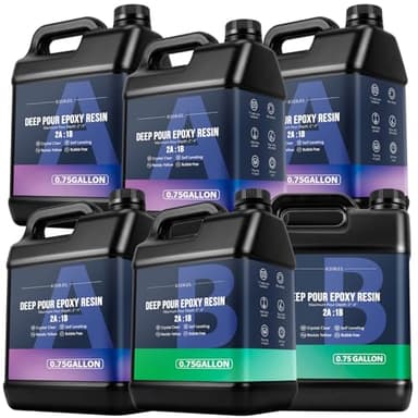 Deep Pour Epoxy Resin, KISREL 4.5Gallon Resin Epoxy Kit (2:1) for 2-4 Inch Pour Depths，Bubble Free, Low Odour, Crystal Clear Casting Resins for Bar Tops, Table Tops, River Tables, Wood Fillers, Crafts