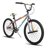 HH HILAND 26 inch BMX Bike for for Teen Bike and Adult Bikes, Beginner-Level BMX to Advanced Riders with 2 Pegs, Bicycles for Men and Women Rainbow