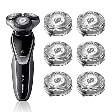 SH50 Replacement Heads for Philips Norelco 5000 Series (S5xxx, AT7xx, AT8xx, PT7xx, PT8xx) - Electric Shaver Blades & Cutters Compatible with Series 5000, AquaTouch, PowerTouch Shavers 6-Pack