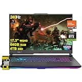 ASUS ROG Strix G17 Gaming Laptop 17.3" FHD 144Hz (G-Sync, MUX Switch) AMD 12-core Ryzen 9 7845HX (>i9-12900H) 64GB RAM 4TB SSD GeForce RTX 4070 USB-C RGB Backlit Fast Charging Win11 w/ICP Accessory