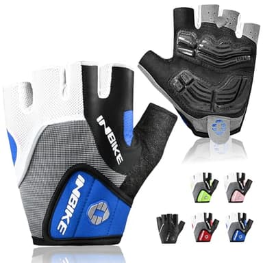 INBIKE 5mm Padded Half Finger Bike Bicycle Cycling Gloves Blue Large