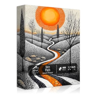 Impossible Puzzle for Adults 1000 Pieces, Modern Abstract Landscape Jigsaw Puzzle with Unique Dot, Black and White Difficult Hard Scenic Puzzle Challenge