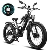 5000W Dual Motor Electric Bike for Adults 50MPH with 60V 32AH Battery, 26x4 Fat Tire All Terrain Ebikes, Full Suspension E Bike, SHM 7-Speed Gear Electric Bicycle 63v-2 (4)