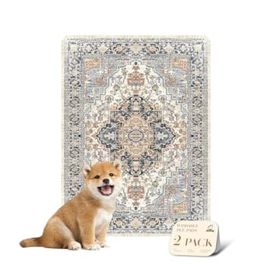 nunubaby Reusable Potty Pads for Dogs for Crates and Floors. Washable Pee Pads for Dogs, Stylish, Non-Slip and Leak-Proof Pee Pads. (Beige/Multi, 18" x24" )