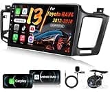 Car Radio Stereo for Toyota RAV4 2013-2018 : 4+32G 10.1 inch Touch Screen Wireless Carplay/Andriod Auto GPS Bluetooth 5G WiFi Mirror Link Backup Camera MIC
