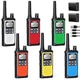 NXGKET Walkie Talkies Long Rang for Adults NOAA Weather Alerts Scan, Rechargeable Walkie Talkies 2 Way Radio 22 Channel 6 Pack with 1800mAh Li-ion Battery USB-c Cable Hiking Accessories Camping Gear
