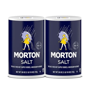 Morton Plain Salt, (26 oz), 2-Pack - All-Purpose, Non-Iodized Salt, Perfect for Cooking & Table Use