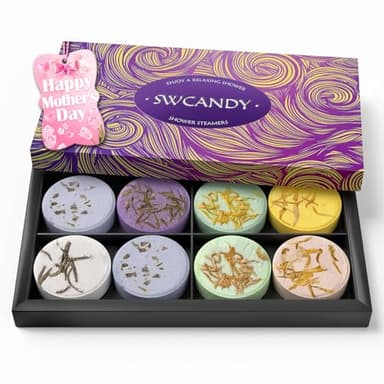 Shower Steamers Aromatherapy Birthday Gifts for Women - SWCANDY 8 Pcs Mothers Day Gifts, Mom Wife Daughter Grandma Sister Her Self Care with Natural Essential Oils Relaxation Home SPA Travel Holidays
