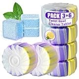Upgraded Toilet Bowl Cleaners Set, 6PCS Triple Effect Toilet Bowl Tablets with 3PCS Toilet Tank Cleaners Tablets with Bleach, Toilet Bowl Cleaners Drop in Tank for Deodorizing & Descaling(9 Pack)