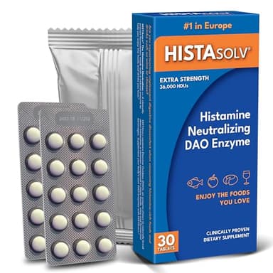 Medagel HISTAsolv Extra Strength DAO Enzyme Supplement for Histamine Food Intolerance - Eases Digestive Discomfort - Patented Tech - Made in Austria - 30 Pack