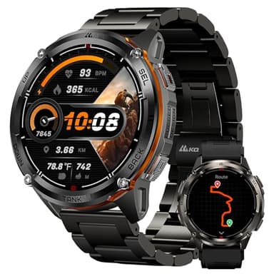 KOSPET Tank T3 Ultra 2 GPS Smart Watch for Men, Extra-Long Battery, Full Stainless Steel Body Rugged Smartwatch with Bluetooth Calling, Pressure&Altitude&Compass, 1.43" AMOLED Display(2 Bands)