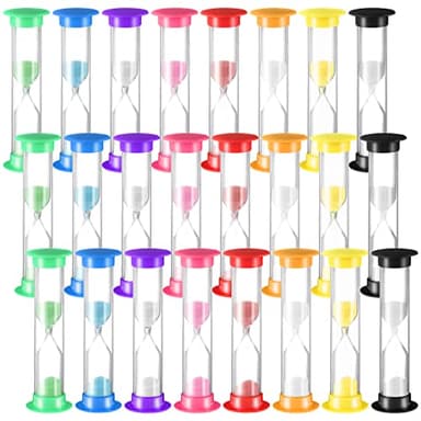 24 Pcs 5 Minute Sand Timer Plastic Hourglass 5 Min Visual Timer Mini Classroom Small Shower Hourglass for Teacher Classroom School Must Haves Supplies Egg Sand Clock Kids Time Management(Colorful)
