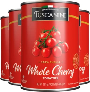 Tuscanini Whole Cherry Tomatoes 14.1oz (4 Pack) | Imported From Italy, Delicious Taste & Texture, BPA Free Lined Can, Kosher for Passover