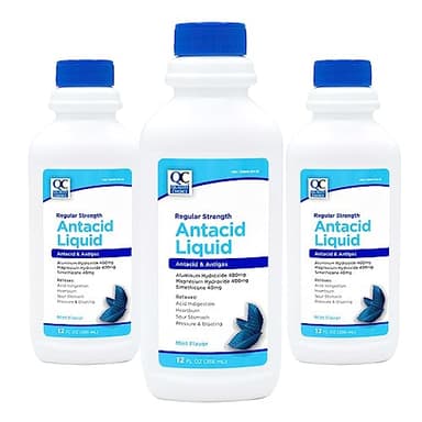 Quality Choice Antacid Regular Strength Mint Flavored Liquid 12 fl oz – Fast Relief from Heartburn, Acid Indigestion, Sour Stomach, Upset Stomach, Gas, Over-the-Counter Digestive Aid for Adults & Kids