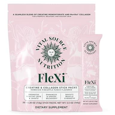 Vital Source Nutrition - Flexi - Creatine & Collagen Stick Packs - 5g Creatine Monohydrate + 1g MoriKol Collagen -Supports Strength, Recovery & Skin Health -20 Servings