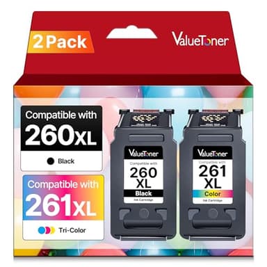 260XL 261XL Ink Cartridge Replacement for Canon 260 and 261 Ink Cartridges XL PG-260 CL-261 Work with Canon Pixma TS6420a TS6420 TS6400 TR7020a TS5320 TR7000 TS5300 TR7020 Printer, 1 Black 1 Tri-Color
