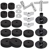 Facmogu 23pc Cymbal Accessory Set - Includes Felt Pads, Cymbal Sleeves & Drum Key - Black