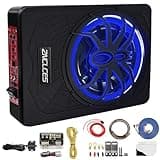 Znclces 2025 Upgraded 10" 1200W Slim Under Seat Powered Car Subwoofer, Car/Truck Audio Sub Built in Amplifier for Outstanding Heat Dissipation, Powerful Bass and Colorful LED Ambient Light
