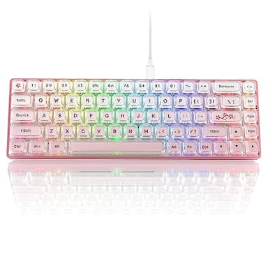 Womier 60% Keyboard Gaming Pink - Wired Creamy Mechanical Keyboard, WK68 Hot-Swappable RGB Custom Mini Key Board with Arrow Keys/Software Supported, Prelubrication Linear Switch (WK68-Pink)