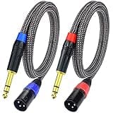 Ihurllu Balanced 1/4" TRS to XLR Male Patch Cable, 10Feet Quarter Inch 6.35mm to 3pin XLR Male Microphone Cable, Heavy Duty Nylon Braided, Gold Plated Plug, for Mixer, Speaker, Studio Monitor -2Pack