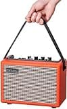 Acoustic/Electric Guitar Amplifier, with 3-Year Warranty,15 Watt Portable Bluetooth Speaker for Guitar Acoustic/Electric with Reverb Effect, 2 Band EQ,Orange