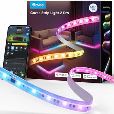 Govee RGBWWIC Strip Light 2 Pro with Matter, 6.56ft Smart LED Strip Lights Compatible with Alexa and Google Assistant, Color Changing LED Lights for Bedroom, Cabinet, Party, Gaming Desk, Home Decor